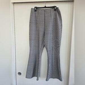 Black And White Houndstooth Knit Flare Pants